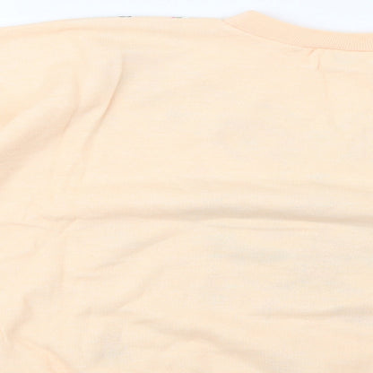 Gold Belt Womens Orange Floral Acrylic Pullover Sweatshirt Size L