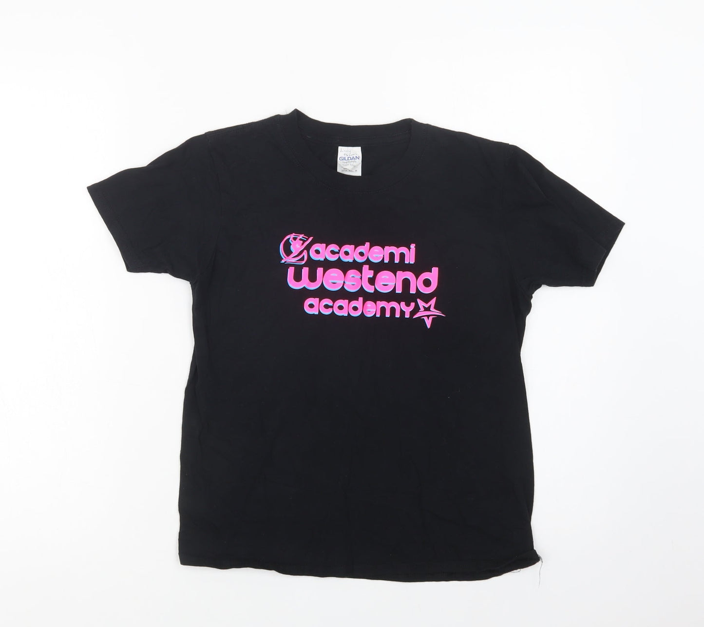Gildan Girls Black  Cotton Basic T-Shirt Size 9-10 Years Crew Neck