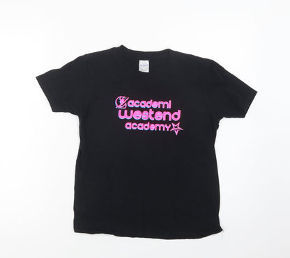 Gildan Girls Black  Cotton Basic T-Shirt Size 9-10 Years Crew Neck