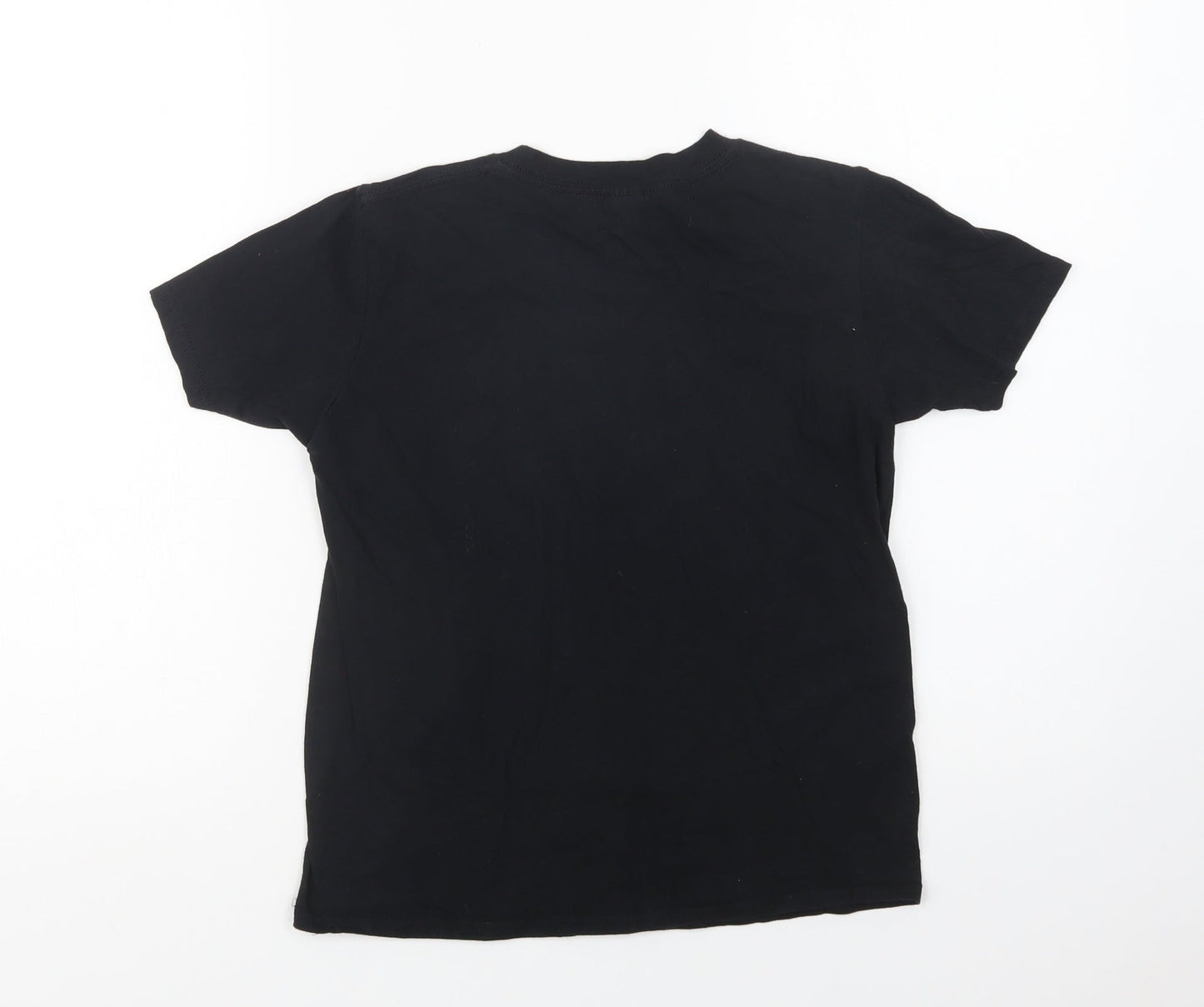 Gildan Girls Black  Cotton Basic T-Shirt Size 9-10 Years Crew Neck
