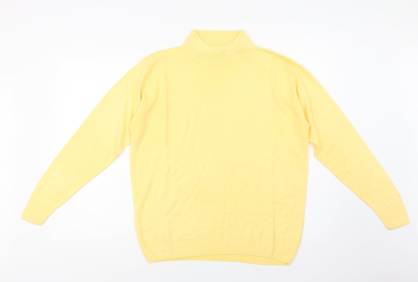 Isabelle Womens Yellow Mock Neck  Acrylic Pullover Jumper Size M