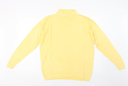 Isabelle Womens Yellow Mock Neck  Acrylic Pullover Jumper Size M