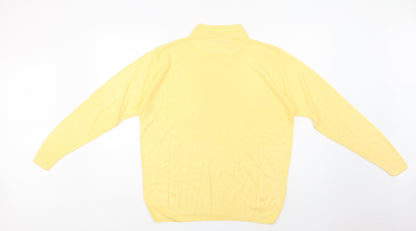 Isabelle Womens Yellow Mock Neck  Acrylic Pullover Jumper Size M