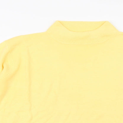Isabelle Womens Yellow Mock Neck  Acrylic Pullover Jumper Size M