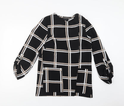 Primark Womens Black Check  Overcoat Blazer Size 10