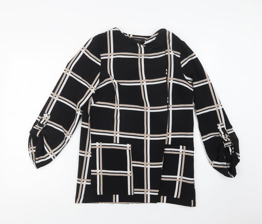 Primark Womens Black Check  Overcoat Blazer Size 10