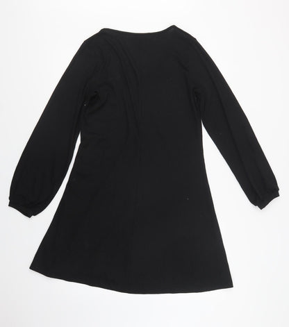 Nutmeg Womens Black  Polyester A-Line  Size 10  V-Neck