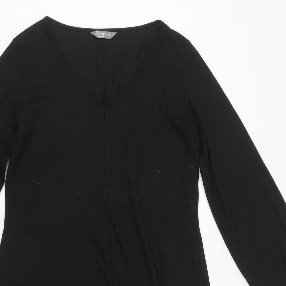 Nutmeg Womens Black  Polyester A-Line  Size 10  V-Neck
