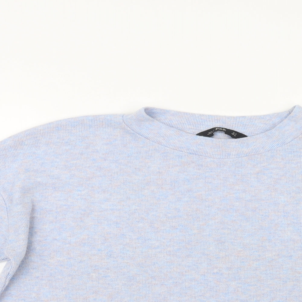 F&F Womens Blue Crew Neck  Polyester Pullover Jumper Size 10