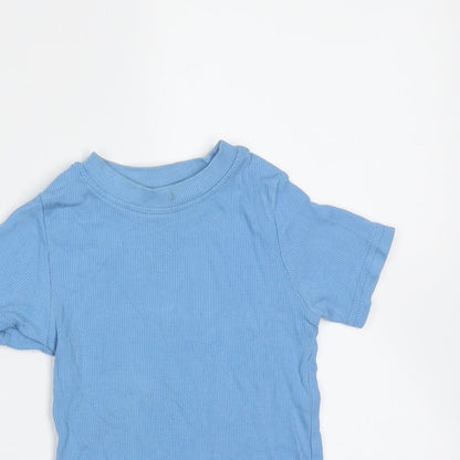 NEXT Girls Blue  Cotton Basic T-Shirt Size 2-3 Years Round Neck