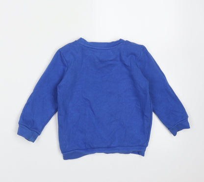 F&F Boys Blue  Cotton Pullover Jumper Size 12-18 Months   - super dude