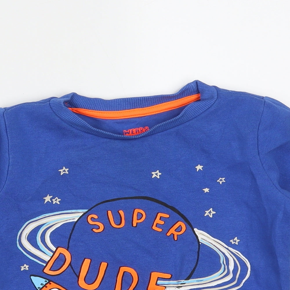 F&F Boys Blue  Cotton Pullover Jumper Size 12-18 Months   - super dude