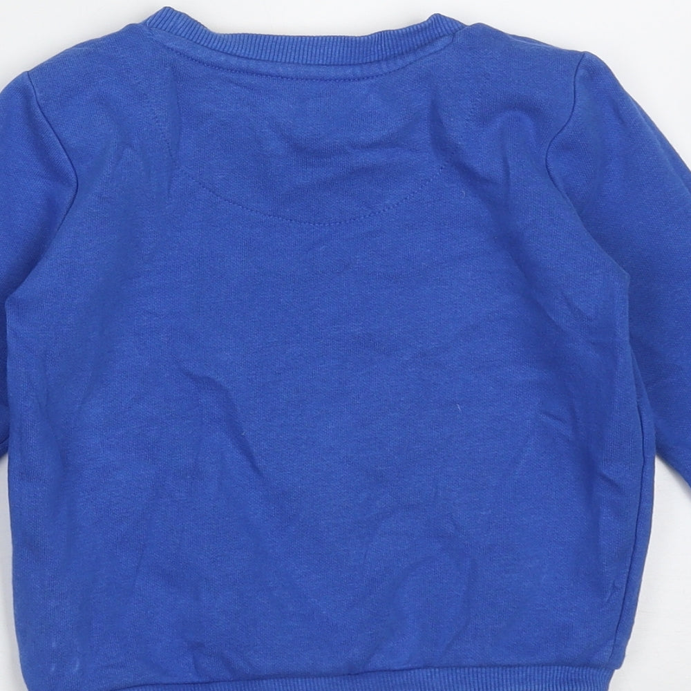 F&F Boys Blue  Cotton Pullover Jumper Size 12-18 Months   - super dude