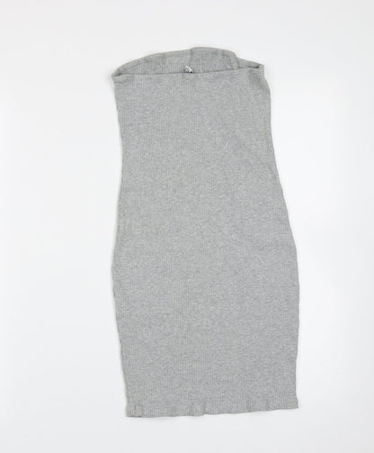 Divided by H&M Womens Grey  Cotton Mini  Size M  Off the Shoulder