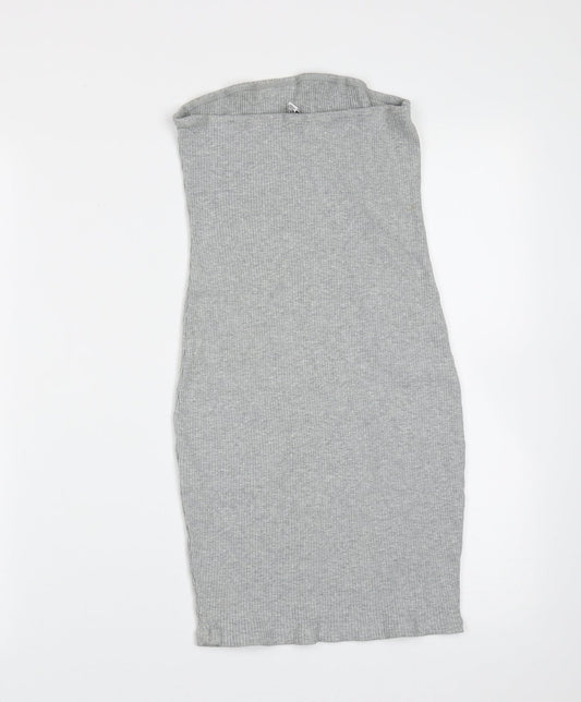 Divided by H&M Womens Grey  Cotton Mini  Size M  Off the Shoulder
