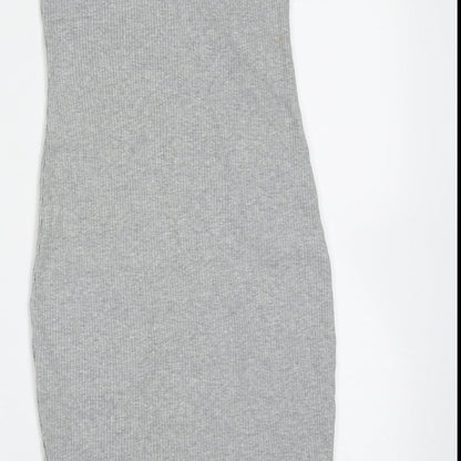 Divided by H&M Womens Grey  Cotton Mini  Size M  Off the Shoulder