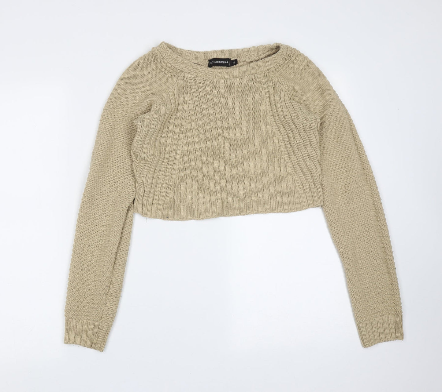 Womens UK Size M PRETTYLITTLETHING Beige Pullover Jumper