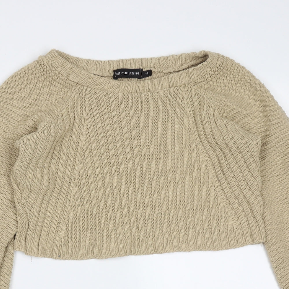 Womens UK Size M PRETTYLITTLETHING Beige Pullover Jumper