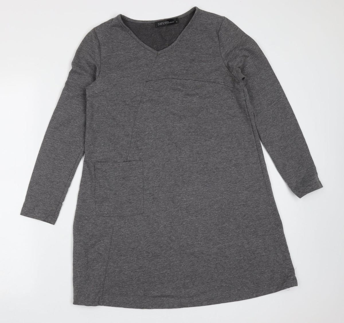 Zanzea Womens Grey  Cotton Blend Shift  Size S  V-Neck