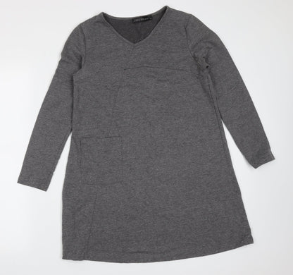Zanzea Womens Grey  Cotton Blend Shift  Size S  V-Neck