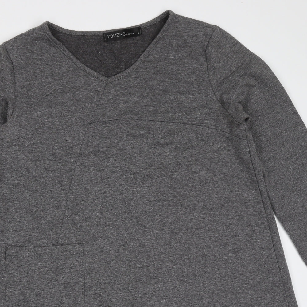 Zanzea Womens Grey  Cotton Blend Shift  Size S  V-Neck