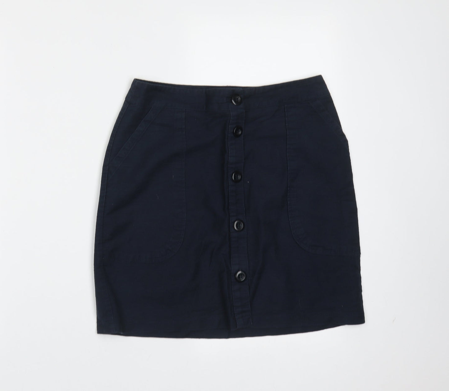 Papaya Womens Blue  Cotton Mini Skirt Size 8   Button