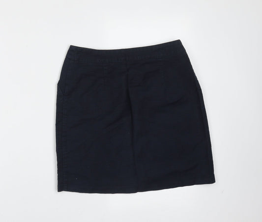Papaya Womens Blue  Cotton Mini Skirt Size 8   Button