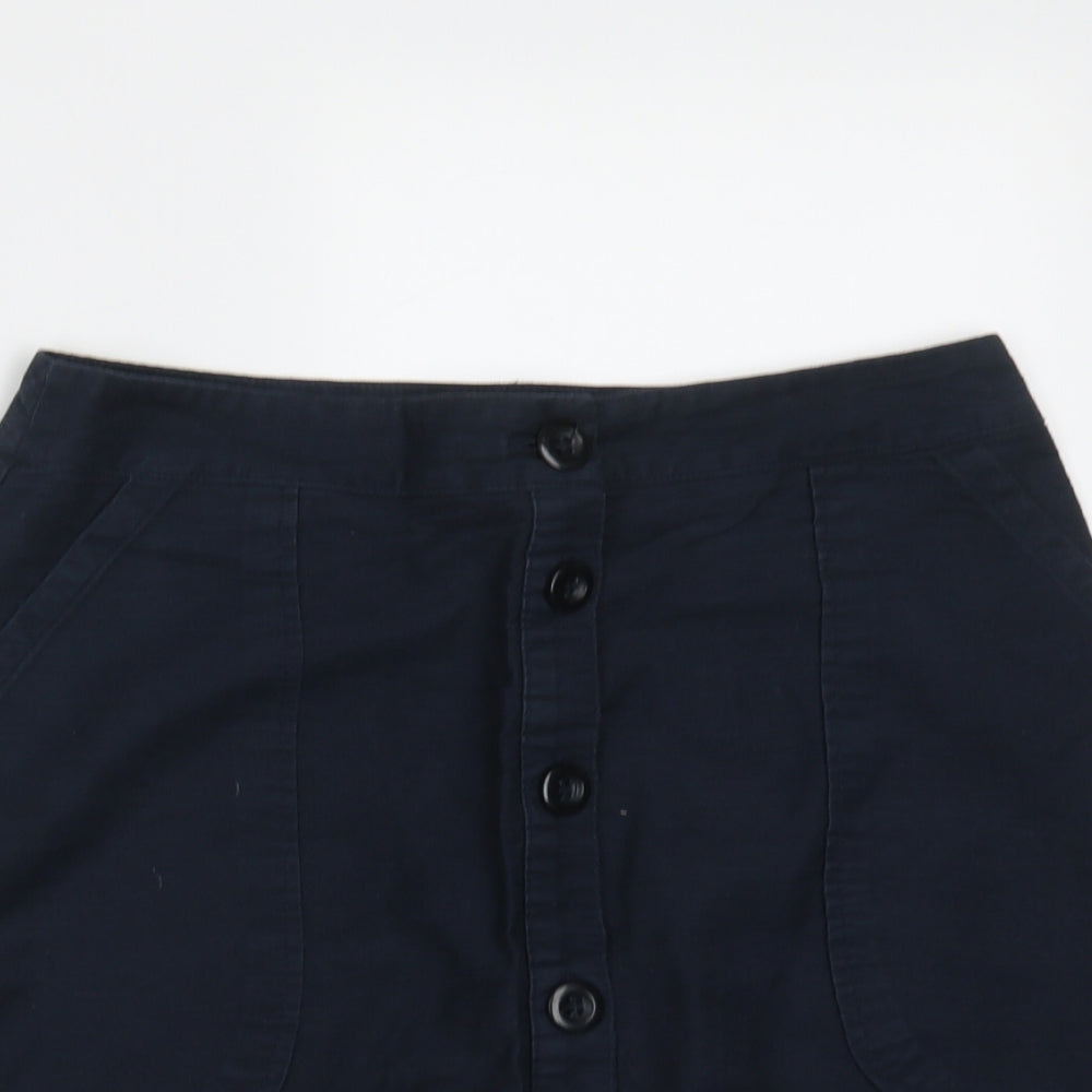 Papaya Womens Blue  Cotton Mini Skirt Size 8   Button