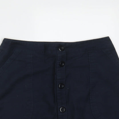 Papaya Womens Blue  Cotton Mini Skirt Size 8   Button