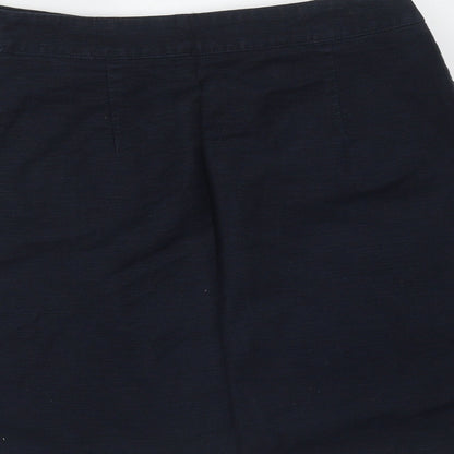 Papaya Womens Blue  Cotton Mini Skirt Size 8   Button