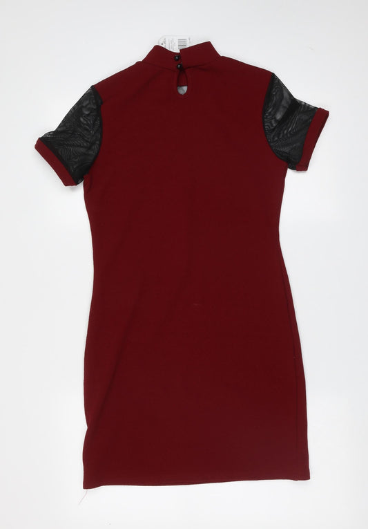 Select Womens Red  Polyester T-Shirt Dress  Size 12  Round Neck