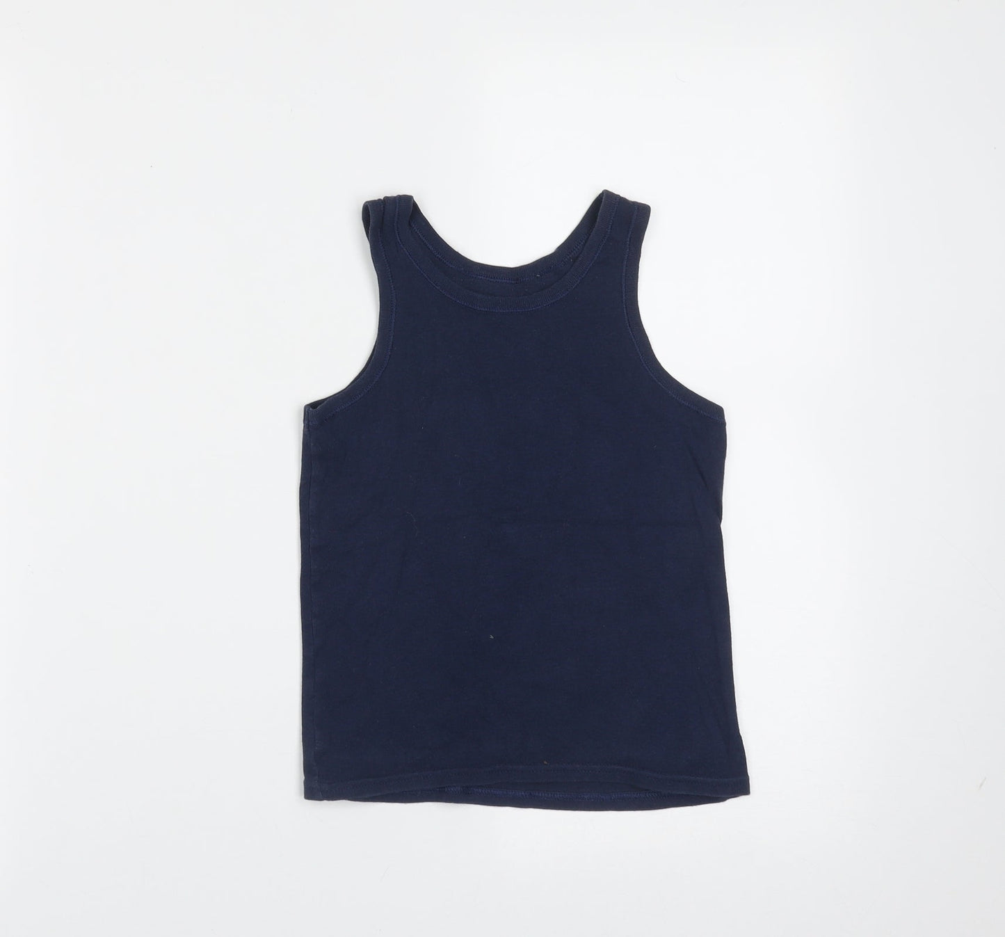 Marks and Spencer Boys Blue  Cotton Basic Tank Size 5-6 Years Round Neck