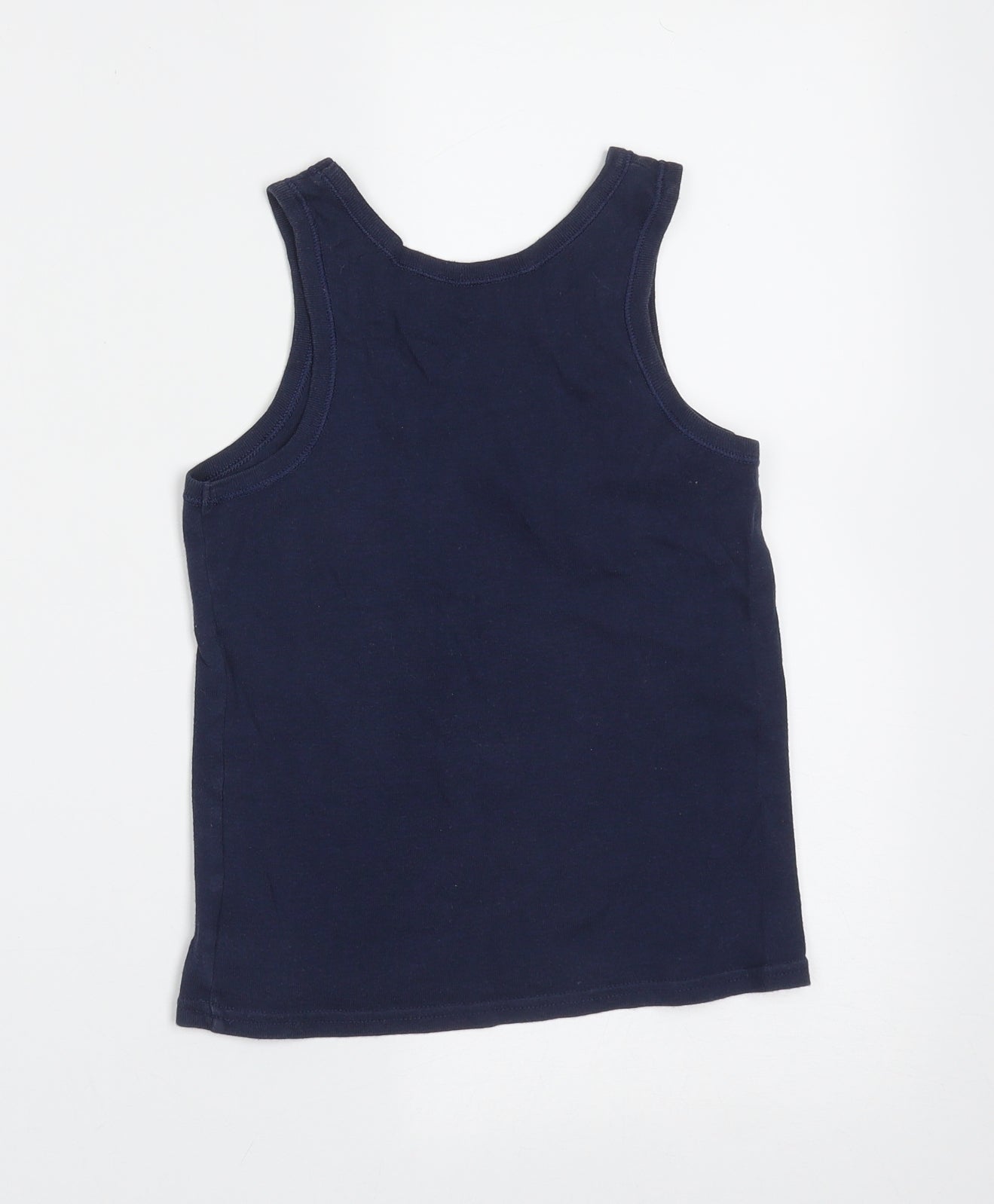 Marks and Spencer Boys Blue  Cotton Basic Tank Size 5-6 Years Round Neck