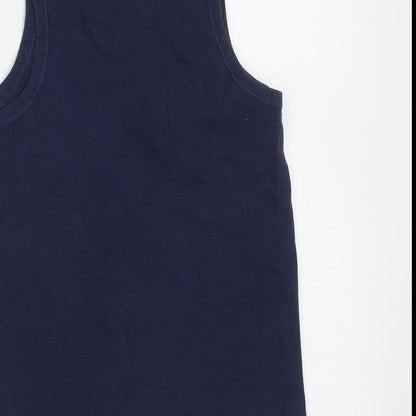 Marks and Spencer Boys Blue  Cotton Basic Tank Size 5-6 Years Round Neck