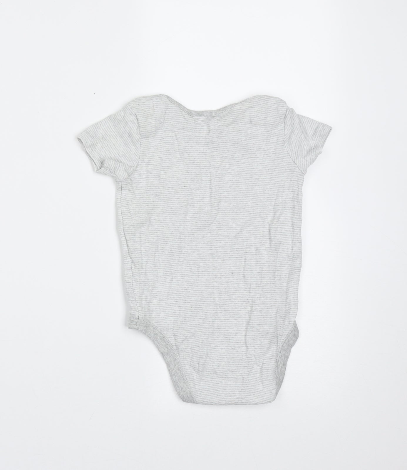 F&F Baby Grey Striped Cotton Babygrow One-Piece Size 12-18 Months