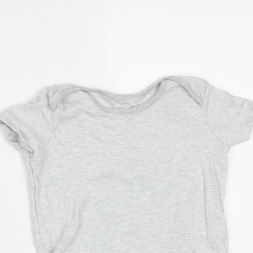 F&F Baby Grey Striped Cotton Babygrow One-Piece Size 12-18 Months