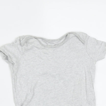 F&F Baby Grey Striped Cotton Babygrow One-Piece Size 12-18 Months