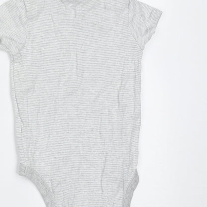 F&F Baby Grey Striped Cotton Babygrow One-Piece Size 12-18 Months
