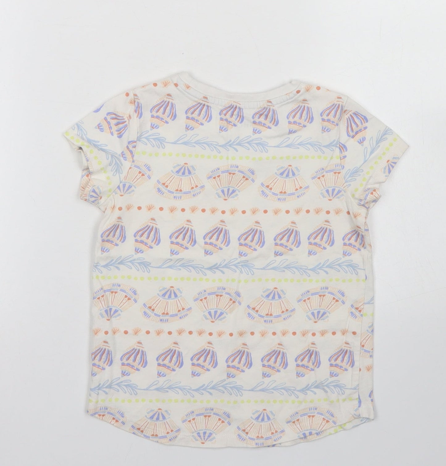Nut,eg Girls Ivory Fair Isle Cotton Basic T-Shirt Size 5-6 Years Crew Neck  - Shell Print