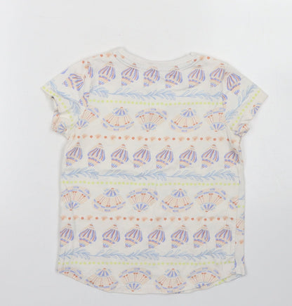 Nut,eg Girls Ivory Fair Isle Cotton Basic T-Shirt Size 5-6 Years Crew Neck  - Shell Print