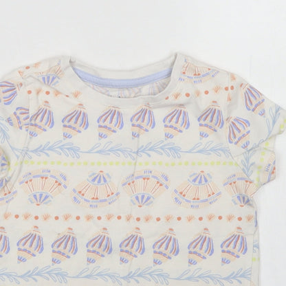 Nut,eg Girls Ivory Fair Isle Cotton Basic T-Shirt Size 5-6 Years Crew Neck  - Shell Print