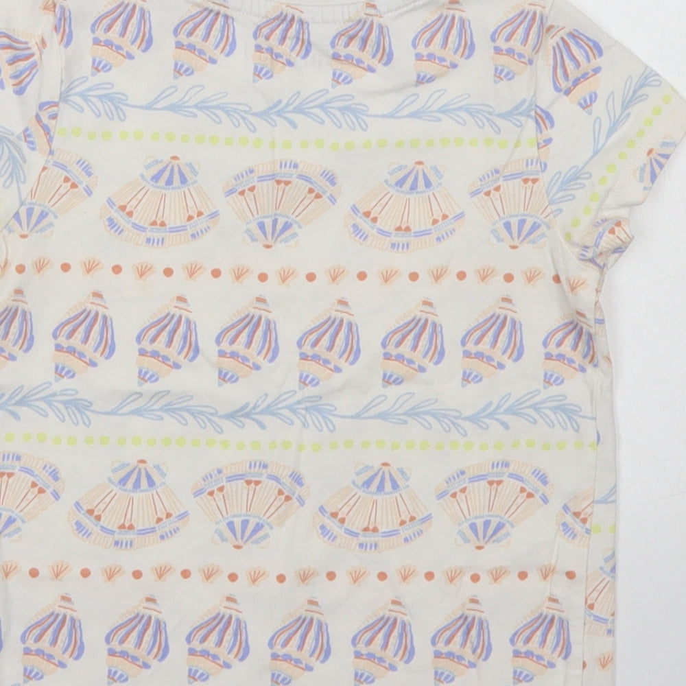 Nut,eg Girls Ivory Fair Isle Cotton Basic T-Shirt Size 5-6 Years Crew Neck  - Shell Print
