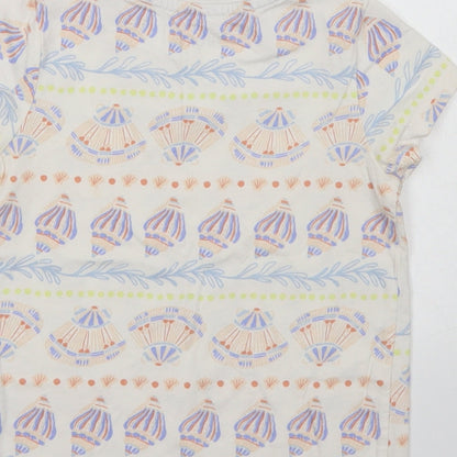 Nut,eg Girls Ivory Fair Isle Cotton Basic T-Shirt Size 5-6 Years Crew Neck  - Shell Print
