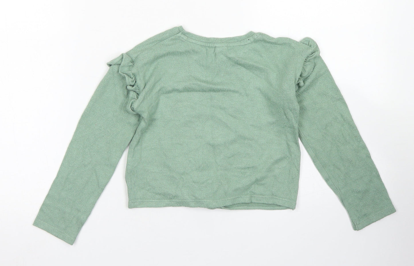 TU Girls Green  Viscose Cropped T-Shirt Size 6 Years Crew Neck  - Tie Front
