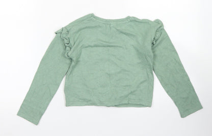 TU Girls Green  Viscose Cropped T-Shirt Size 6 Years Crew Neck  - Tie Front