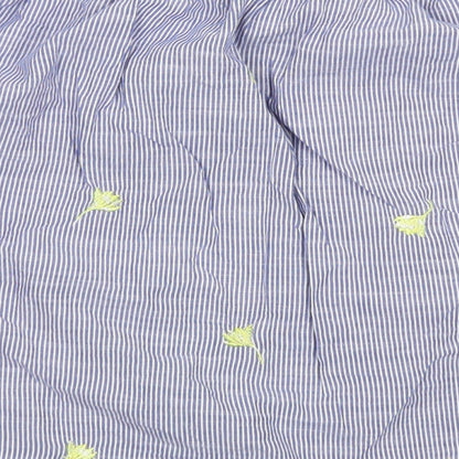 F&F Womens Blue Striped Cotton Cropped Blouse Size 6 Off the Shoulder