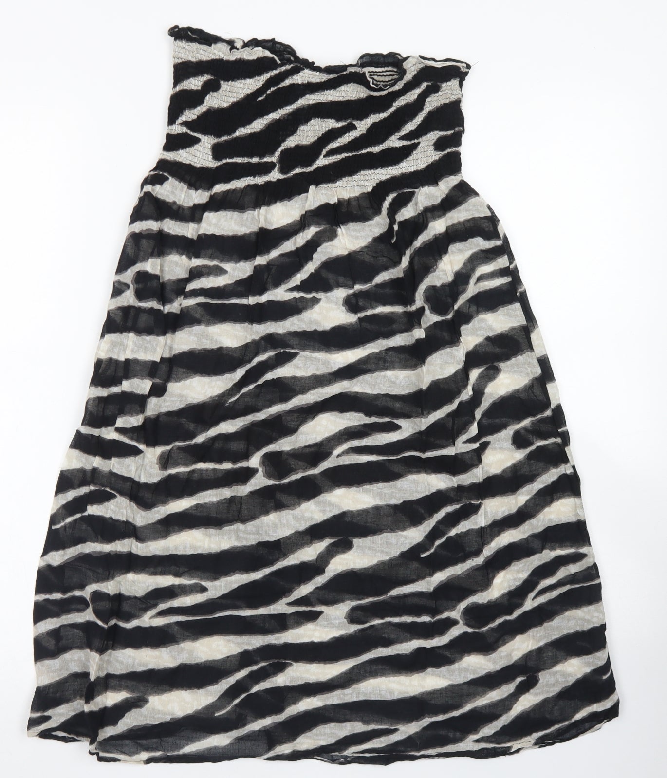 Ocean Club Womens Black Animal Print Cotton Fit & Flare  Size 10  Off the Shoulder  - Bandeau