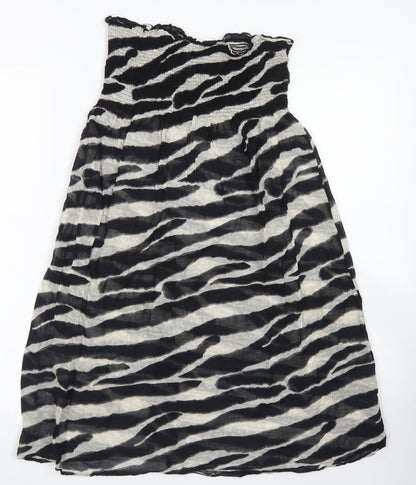 Ocean Club Womens Black Animal Print Cotton Fit & Flare  Size 10  Off the Shoulder  - Bandeau