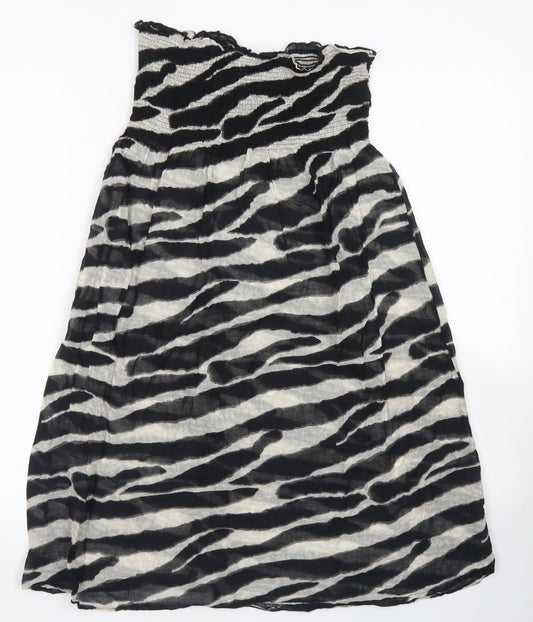 Ocean Club Womens Black Animal Print Cotton Fit & Flare  Size 10  Off the Shoulder  - Bandeau