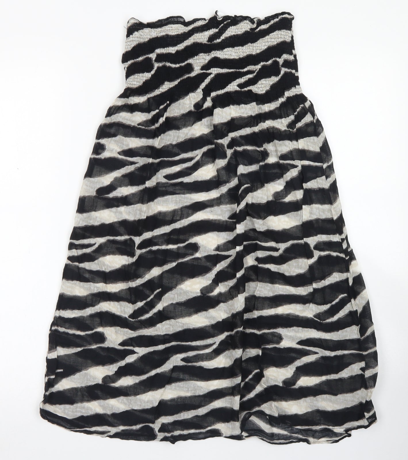 Ocean Club Womens Black Animal Print Cotton Fit & Flare  Size 10  Off the Shoulder  - Bandeau